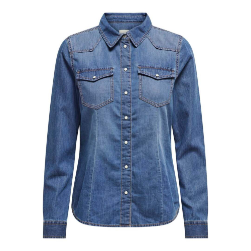 Only abbigliamento donna camicia medium blue denim 15315185