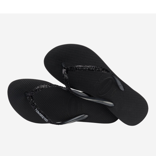 Havaianas shoes woman flip flops 4057 black/dark grey slim glitter ii