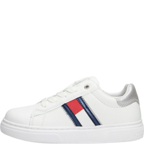 Tommy hilfiger shoes child sneakers 025 bianco/argento 32703