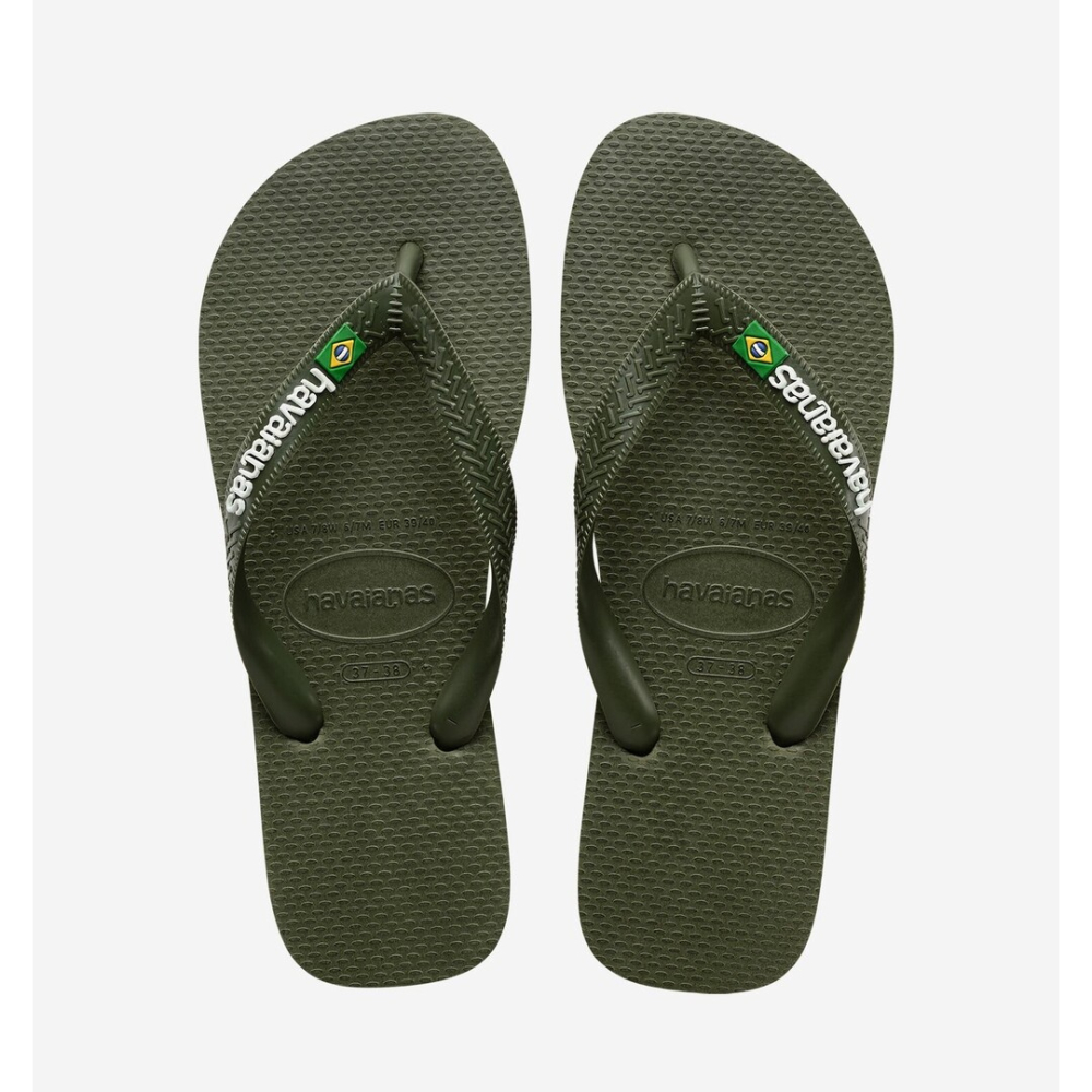 Havaianas shoes man flip flops 3058 green/green brasil logo